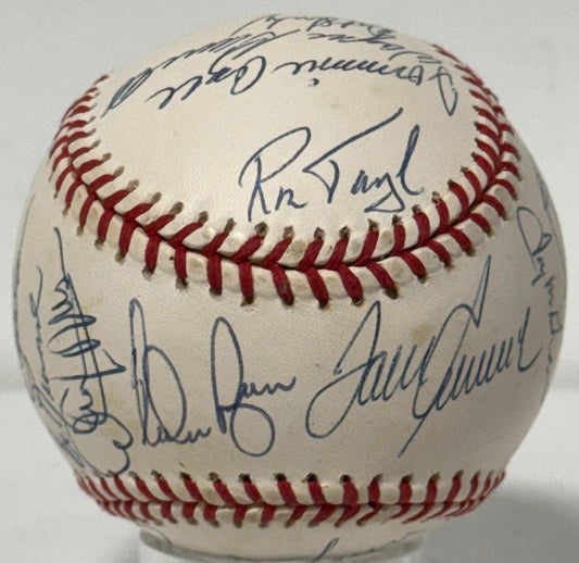1969 NY Mets Team Signed NL Baseball 25 Auto Tom Seaver Nolan Ryan Clendenon COA