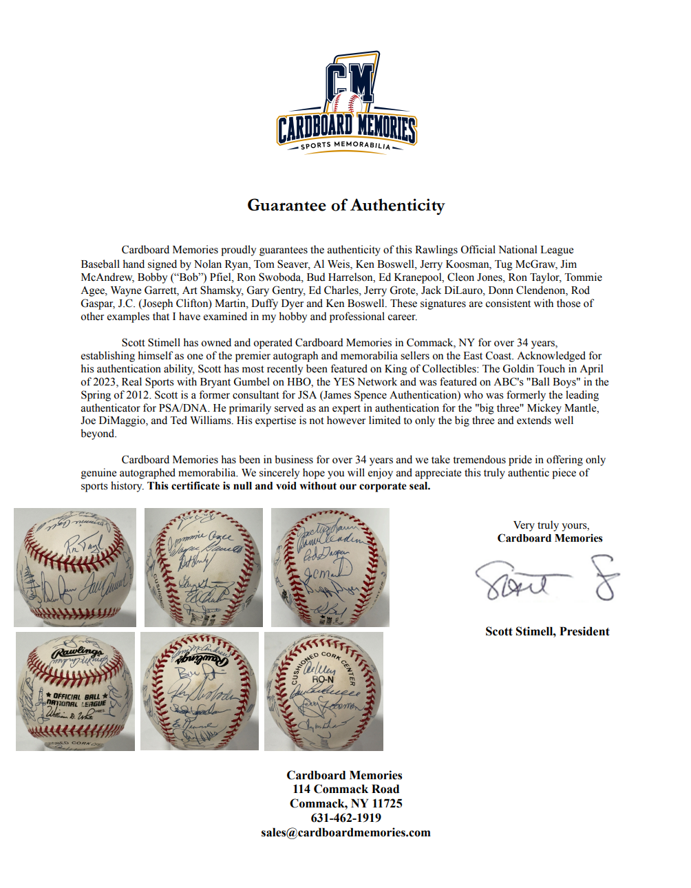 1969 NY Mets Team Signed NL Baseball 25 Auto Tom Seaver Nolan Ryan Clendenon COA