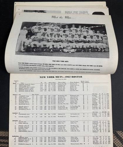 1962 New York Mets 1st Year Baseball Yearbook  Nice Some Bottom Wear Tight Crisp