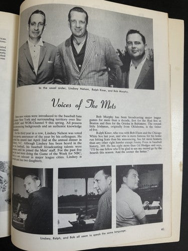 1962 New York Mets 1st Year Baseball Yearbook  Nice Some Bottom Wear Tight Crisp