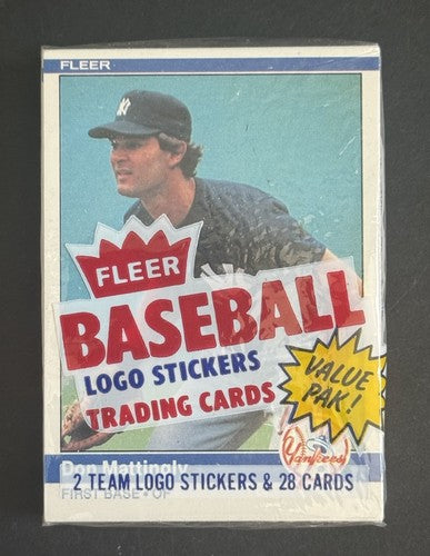 1984 Fleer Baseball Sealed Cello Pack Don Mattingly Rookie Front Centered & Yaz