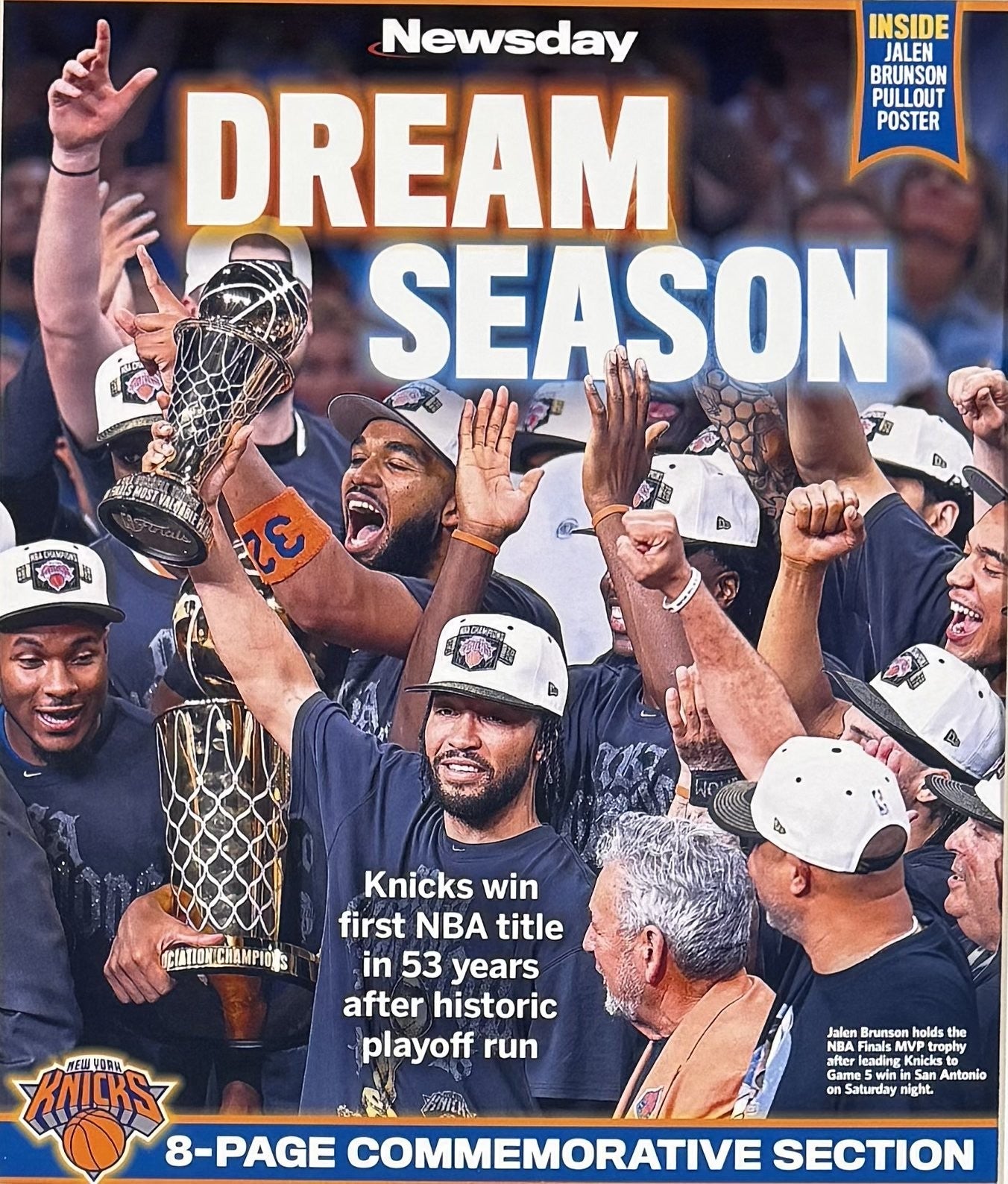 NY Knicks 2026 NBA Champs 10x12 Newsday Cover Photo Framed Dream Season Brunson