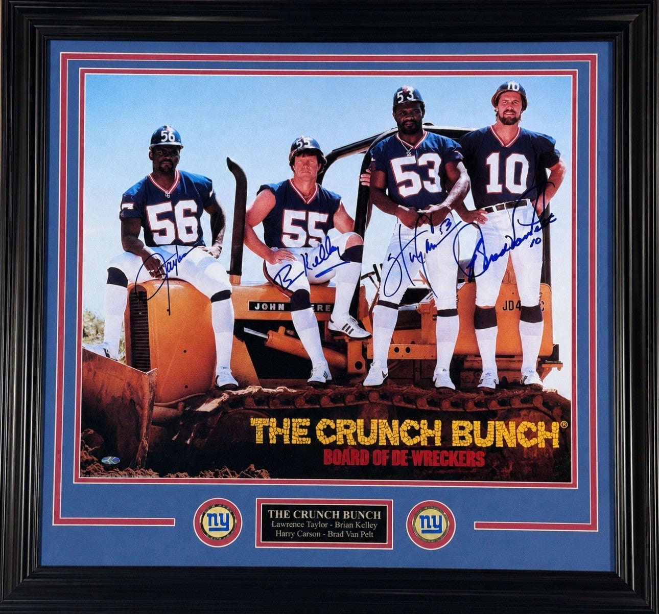 Crunch Bunch Signed 20x24 Photo Framed LT Carson Kelley Van Pelt COA NY Giants