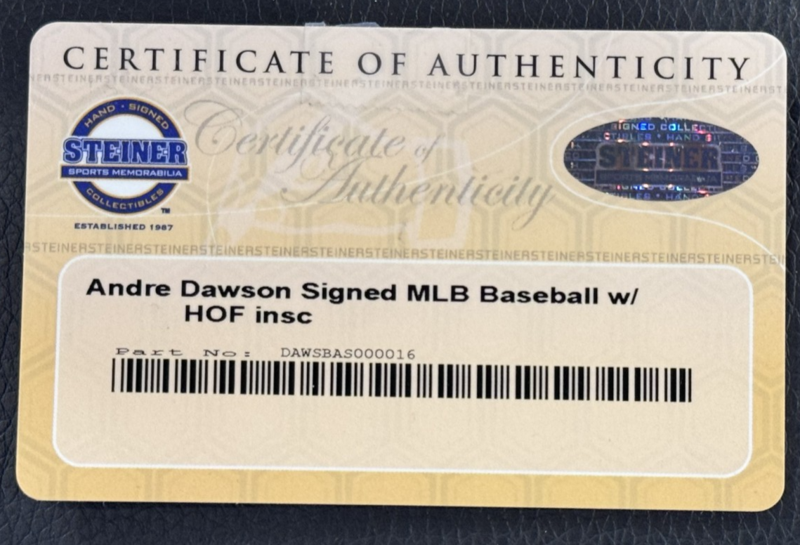 Andre Dawson Signed Official Baseball w/ Case HOF 2010 Auto Steiner COA Cubs