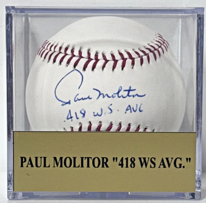 Paul Molitor Signed Official Baseball .418 WS AVG Auto Steiner COA Brewers HOF