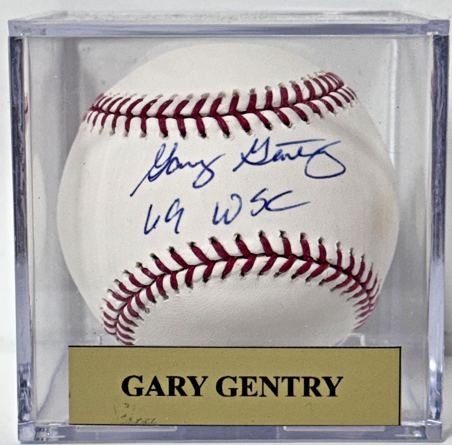 Gary Gentry Signed Official Baseball W/ Case 69 WSC Auto JSA COA NY Mets