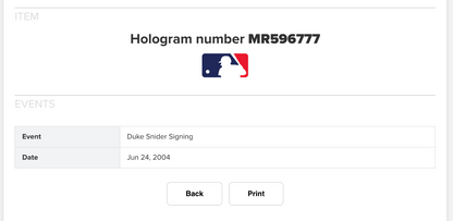 Duke Snider Signed Official Baseball HOF 80 Auto MLB Steiner COA W/ Case Dodgers