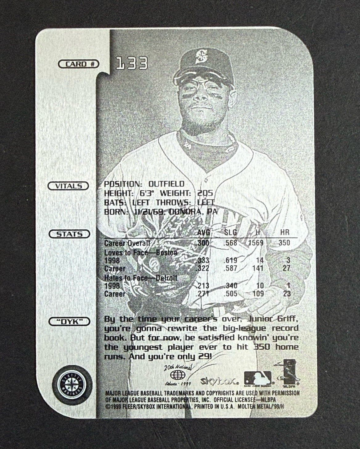 1999 Skybox Molten REAL METAL Supernatural Xplosion Ken Griffey Jr #133 HOF Mint