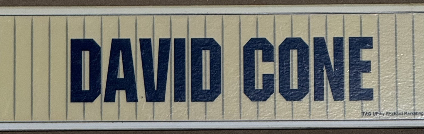 David Cone Ny Yankees Game Used 2009 Old Timers Day Locker Room Nameplate W/ Coa