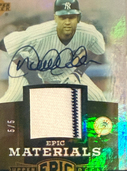 2006 Upper Deck Epic Materials Derek Jeter Game Used Jersey Auto 5/5 Psa 8 Pop 1