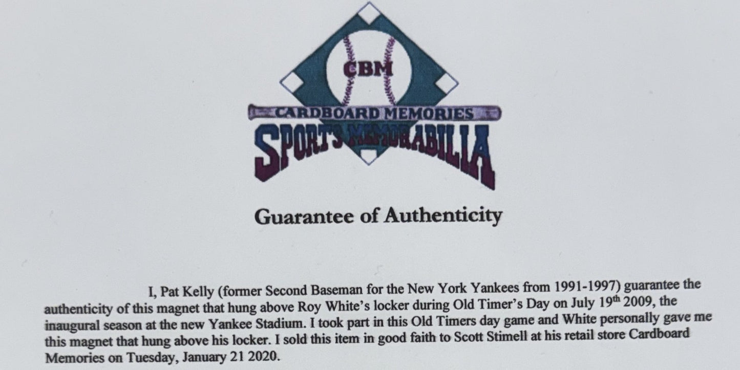 Roy White NY Yankees Game Used 2009 Season Old Timers Day Magnetic Nameplate