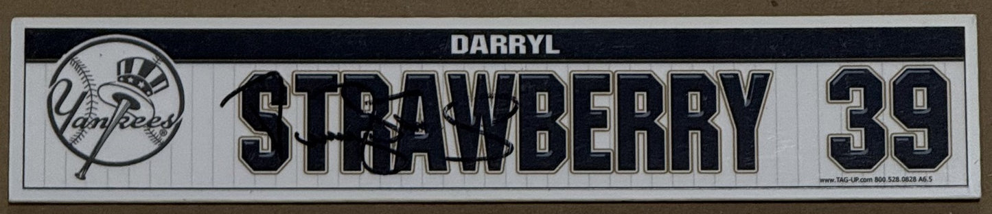 Darryl Strawberry Signed Yankees Game Used Locker Room Plate Old Timers Day COA