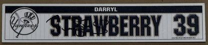 Darryl Strawberry Signed Yankees Game Used Locker Room Plate Old Timers Day COA