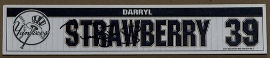 Darryl Strawberry Signed Yankees Game Used Locker Room Plate Old Timers Day COA