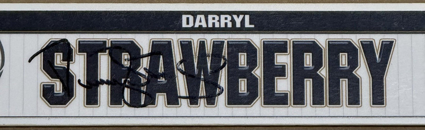 Darryl Strawberry Signed Yankees Game Used Locker Room Plate Old Timers Day COA
