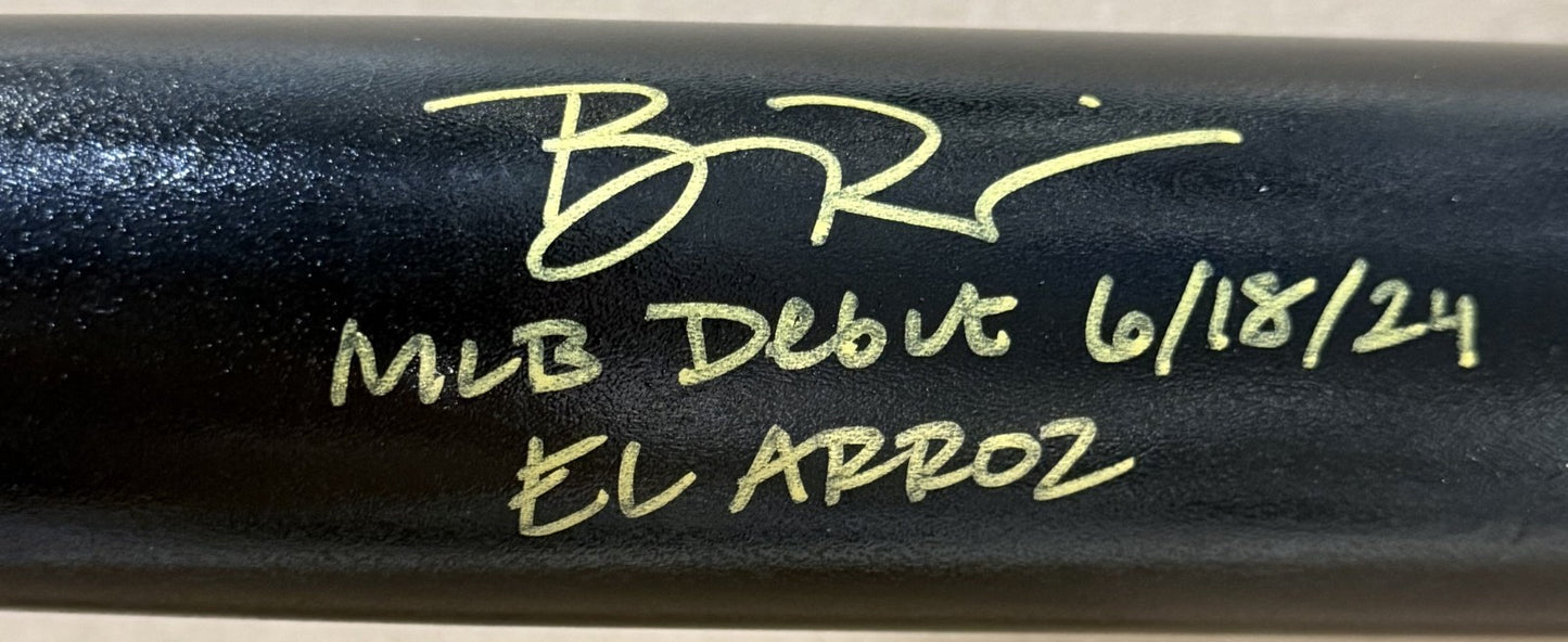 Ben Rice Signed Louisville Ls Bat NY Yankees MLB Debut El Arroz Auto Steiner Coa