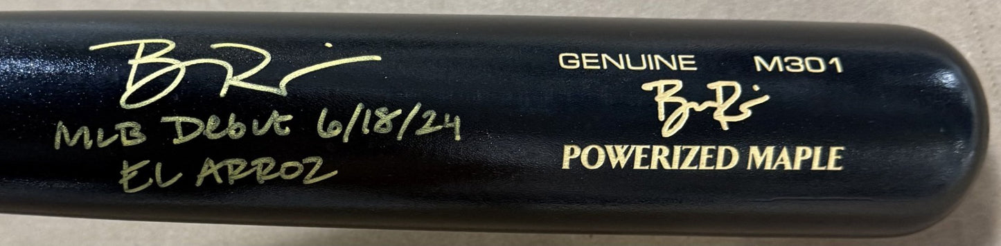 Ben Rice Signed Louisville Ls Bat NY Yankees MLB Debut El Arroz Auto Steiner Coa