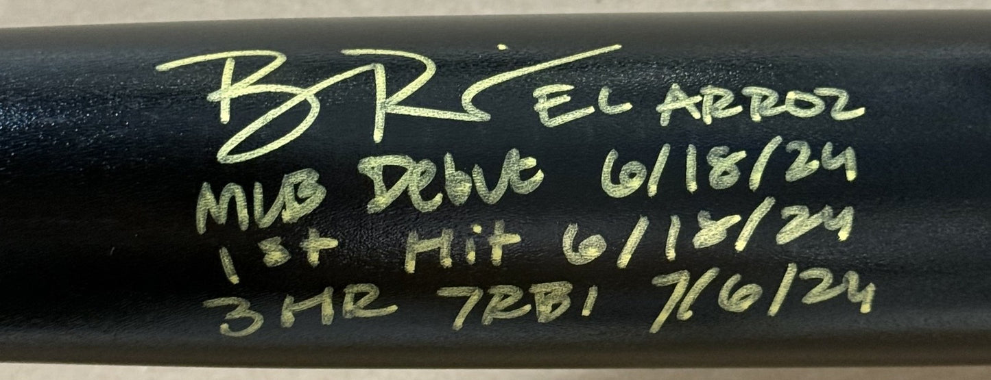 Ben Rice Signed Bat Yankees El Arroz MLB Debut 1st Hit 3 HR 7 RBI Auto Steiner