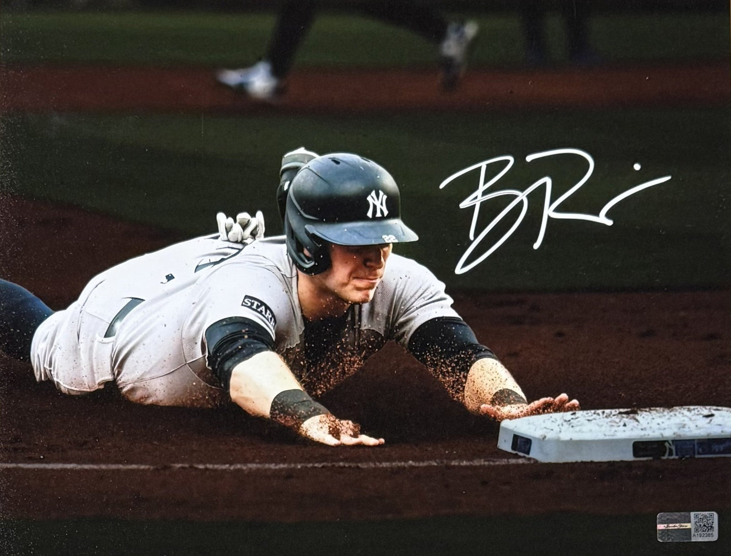 Ben Rice Signed 8x10 Sliding Photo Framed NY Yankees #26 Auto Steiner CX COA