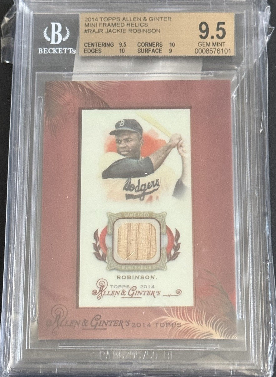 Jackie Robinson Allen & Ginter 2014 Framed Mini Game Used Bat BGS 9.5 2 10’s MT