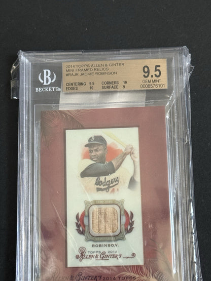 Jackie Robinson Allen & Ginter 2014 Framed Mini Game Used Bat BGS 9.5 2 10’s MT