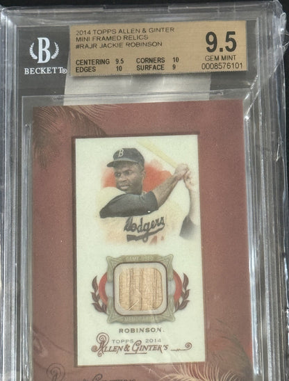 Jackie Robinson Allen & Ginter 2014 Framed Mini Game Used Bat BGS 9.5 2 10’s MT