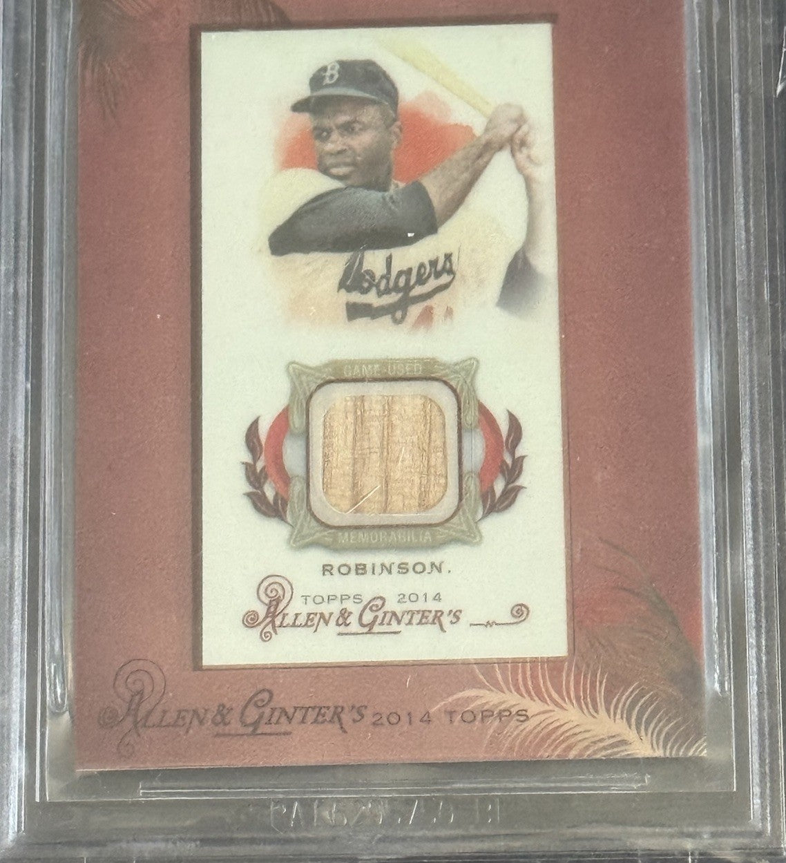 Jackie Robinson Allen & Ginter 2014 Framed Mini Game Used Bat BGS 9.5 2 10’s MT