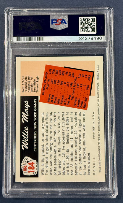 Willie Mays Signed 1996 Topps CERTIFIED Issue 1955 Bowman On Card Auto PSA Coa