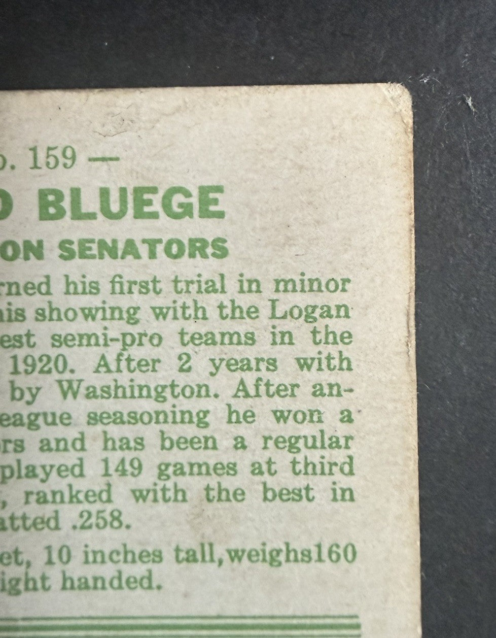 1933 Goudey #159 Oswald Bluege Washington Senators Vg Nice