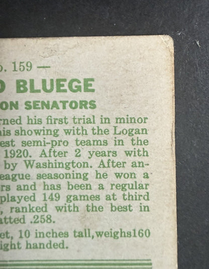 1933 Goudey #159 Oswald Bluege Washington Senators Vg Nice
