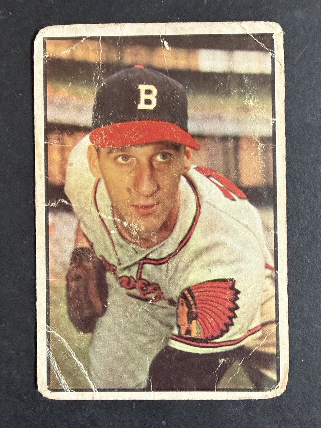 1953 Bowman Color Warren Spahn #99 low grade Loved HOF Milwaukee Braves