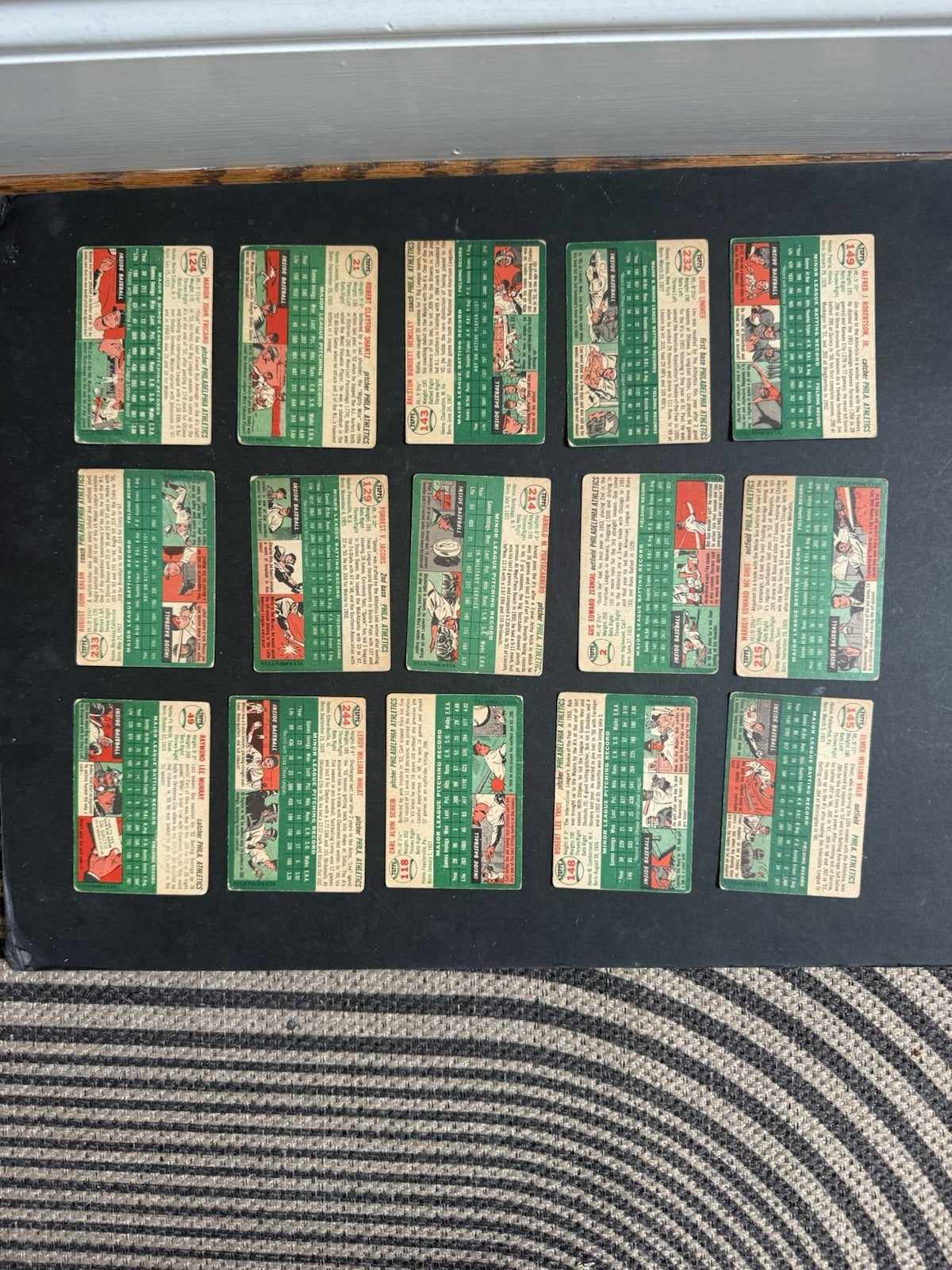 1954 Topps Baseball Lot of 15 Philadelphia Athletics Low Grade Good - Vg