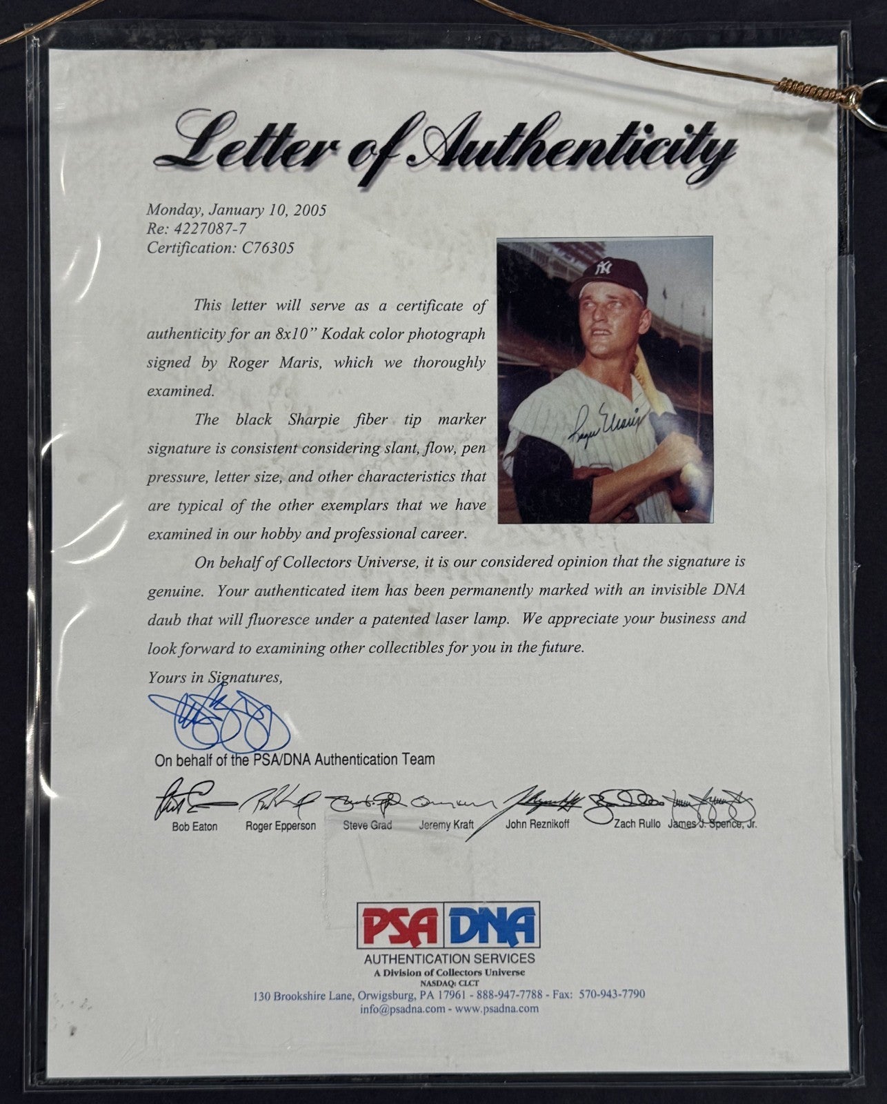 Roger Maris Signed 8x10 Kodak Photo Framed Museum Glass NY Yankees Auto PSA COA
