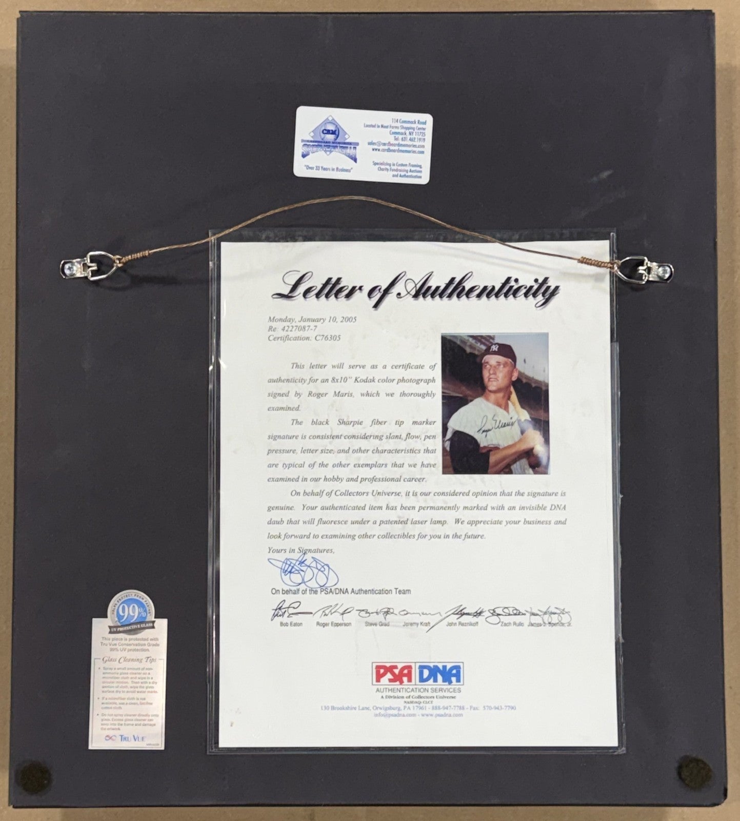 Roger Maris Signed 8x10 Kodak Photo Framed Museum Glass NY Yankees Auto PSA COA
