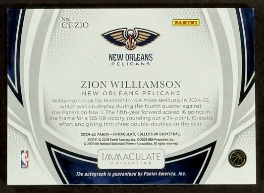 2024-25 Immaculate Basketball Green Zion Williamson NO Pelicans Auto 4/5 Panini