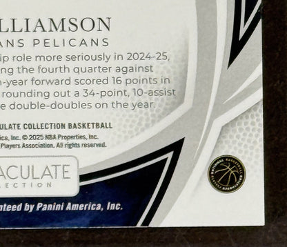 2024-25 Immaculate Basketball Green Zion Williamson NO Pelicans Auto 4/5 Panini