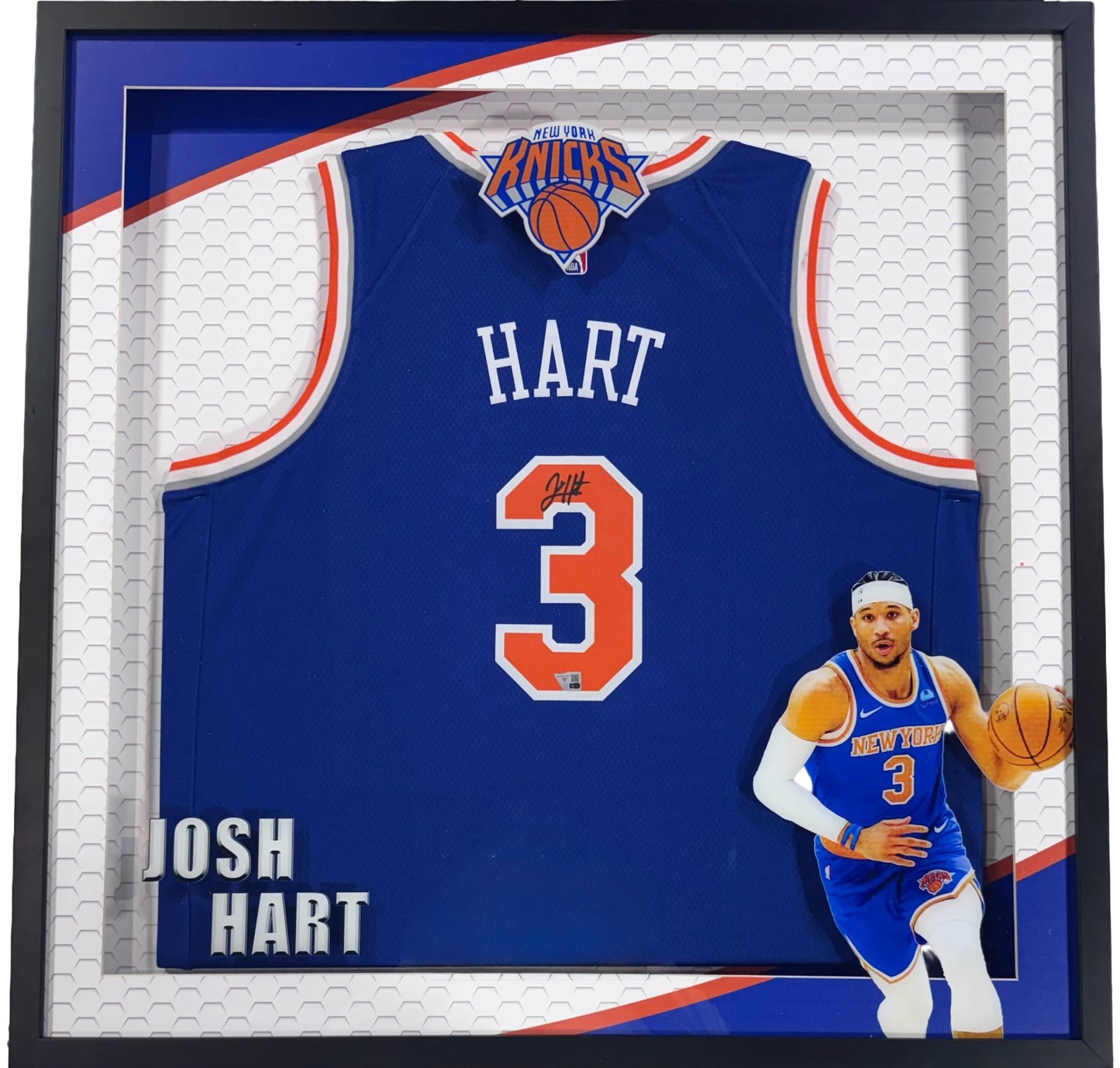 Josh Hart Signed NY Knicks Nike Jersey Framed LED Shadowbox Auto Fanatics COA
