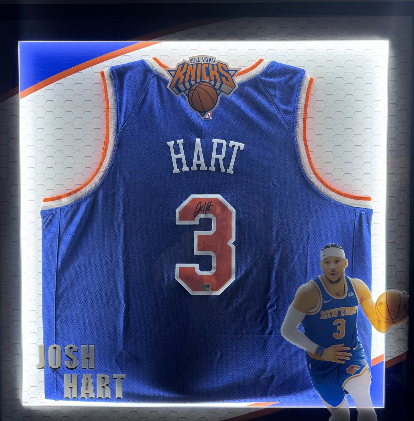 Josh Hart Signed NY Knicks Nike Jersey Framed LED Shadowbox Auto Fanatics COA