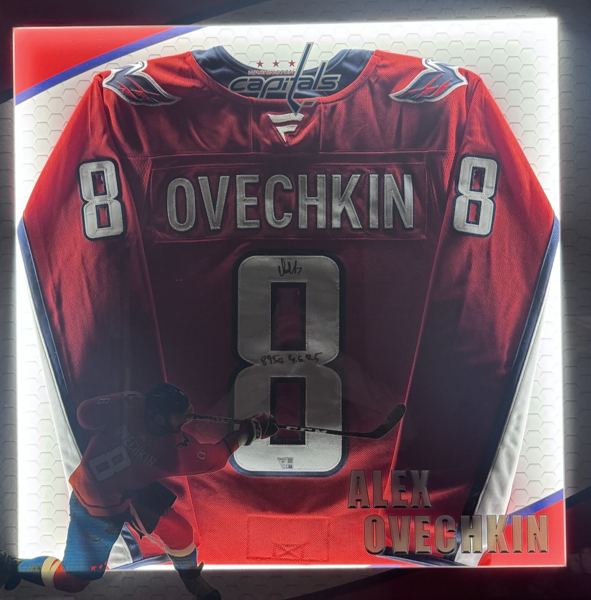 Alexander Ovechkin Signed Capitals Jersey 895G Auto LED Shadowbox Fanatics COA
