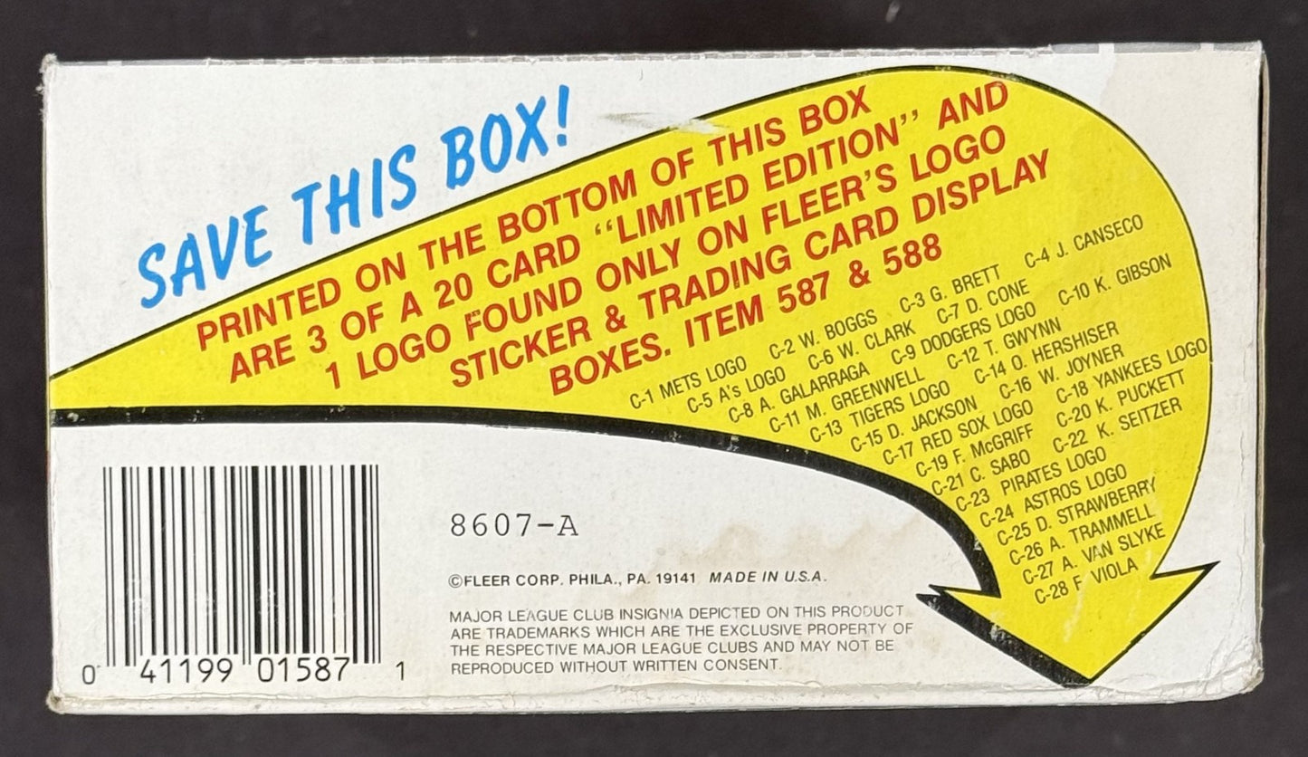 1989 Fleer Baseball Wax Box From Fresh Case Bill Ripken FF Error 90101 Confirm