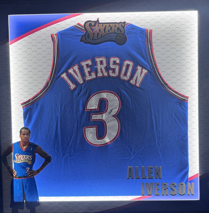 Allen Iverson Signed 76ers Jersey Framed LED Shadowbox Auto JSA COA HOF