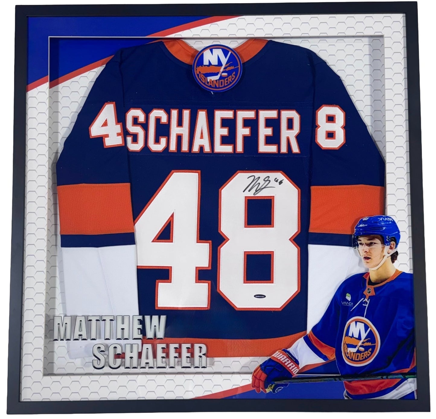 Matthew Schaefer Signed NY Islanders Jersey Framed LED Shadowbox Auto UDA COA