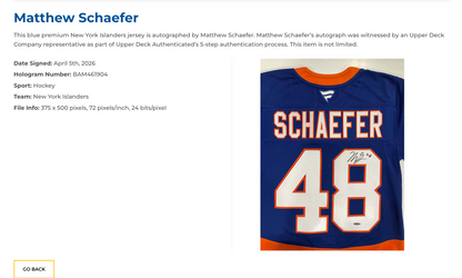 Matthew Schaefer Signed NY Islanders Jersey Framed LED Shadowbox Auto UDA COA