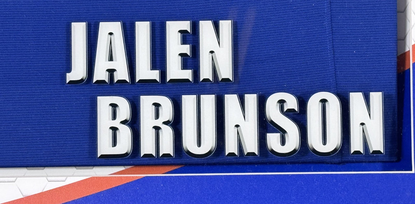 Jalen Brunson Signed Nike Jersey Framed LED Shadowbox Auto BAS COA NY Knicks MVP