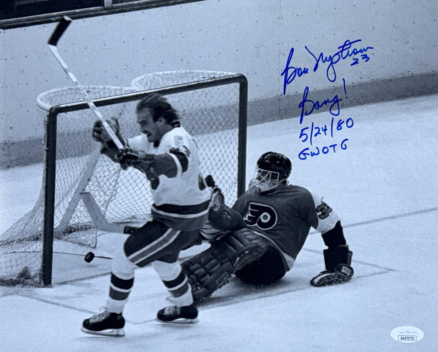 Bobby Nystrom Islanders Signed 1980 Stanley Cup GW Goal 11x14 Photo Framed JSA
