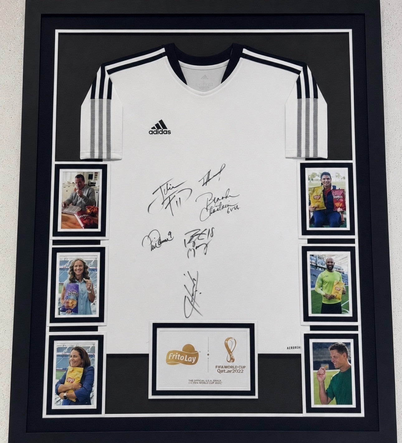 FIFA World Cup 2022 Frito Lay Multi Signed Adidas Jersey Framed COA Manning Hamm