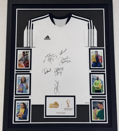FIFA World Cup 2022 Frito Lay Multi Signed Adidas Jersey Framed COA Manning Hamm