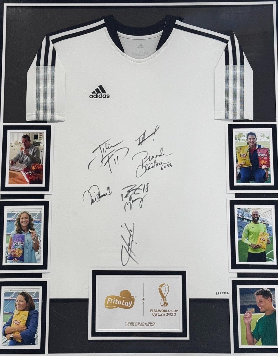 FIFA World Cup 2022 Frito Lay Multi Signed Adidas Jersey Framed COA Manning Hamm