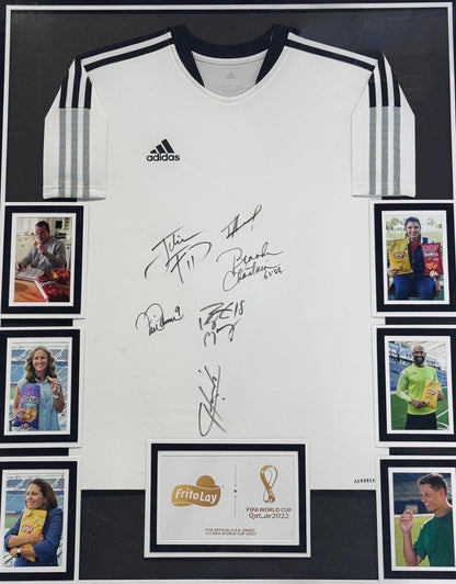 FIFA World Cup 2022 Frito Lay Multi Signed Adidas Jersey Framed COA Manning Hamm