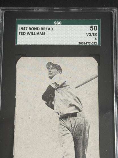 1947 Bond Bread Ted Williams SGC 4 Looks Nicer Real One HOF Boston Red Sox